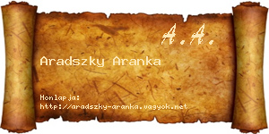 Aradszky Aranka névjegykártya